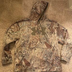Under Armour Mossy Oak Duck Blind Camo Camouflage Pullover Hoodie Men's XL